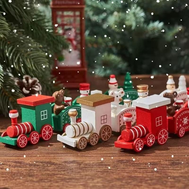 JOSON Božić drveni voz, Mini Kreativni voz ukras poklon, Djeca Božić rođendan poklon poklon poklon trgovina prozor ukras