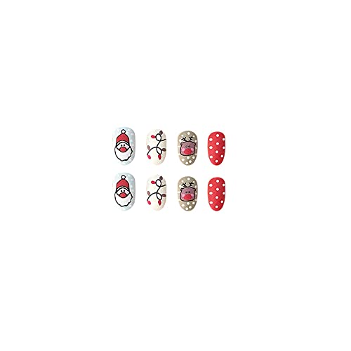 Božićna presa na noktima kratki mat lažni nokti slatki Santa Claus sob dizajn noktiju ljepilo na noktima crveno zeleno puni poklopac