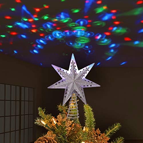 JUEGOAL SVJETLO BOŽIĆNI TEMPER, sa ugrađenim rotirajućim čarobnim kuglom LED ploča, 3D Glitter srebrne božićne stakle, odmor Božićne