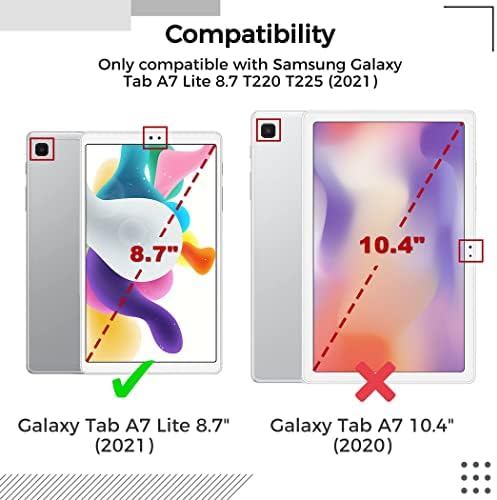 Slučaj za Samsung Galaxy Tab A7 Lite 8.7 T220 T225, Slim Lagan TPU kućište, zaštitna tableta za otporne na otporuku sa sklopivim postoljem