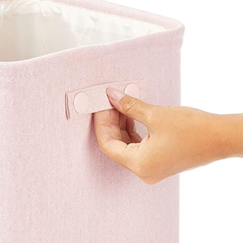Mdesign meka pamučna tkanina kupaonica od poklapa za smeće sa obloženim unutrašnjostima i ručkama - organizator za ručnike, toaletni papir - za ormare, ormare, police - teksturirani tkanje, 2 pakovanja - lagana ružičasta