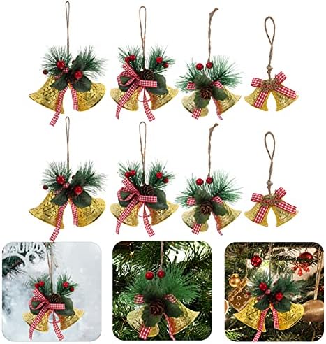 Amosfun 4pcs Božićna zvona ukrasi Božićno drvsko viseće ukrašavanje Xmas stablo privjesak za kamin DECOR DECOR SAANTA DECOR DECOR