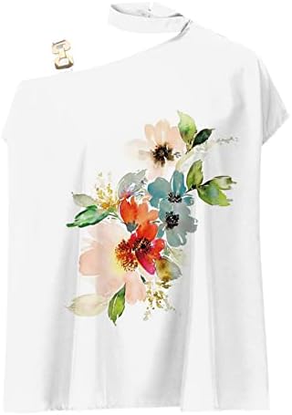 Trendy majica za ženske izrez jedno rame za bluzu za bluzu za bat cvjetne tiske kratkih rukava ljetni vrhovi