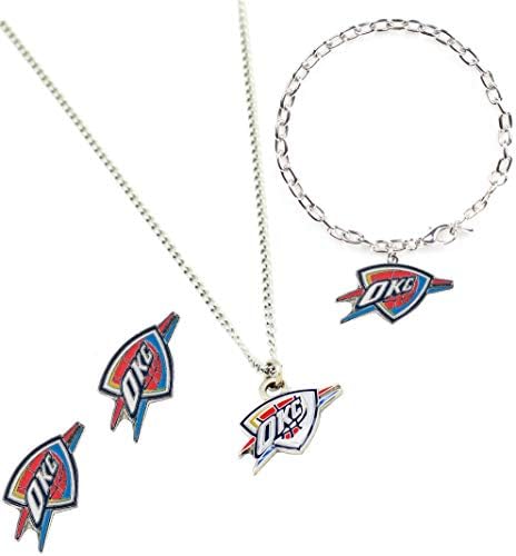 AMINCO NBA OKLAHOMA City Thunder Logo Ogrlica od nehrđajućeg čelika, narukvica i zaširanje poklon paketa