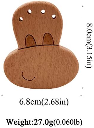 Wendysun 2pcs Lovely Cartoon Wood Teether Pure Natural Animal Tiger Shape Baby Teether Nursing Beech Teether Baby DIY privjesak igračka