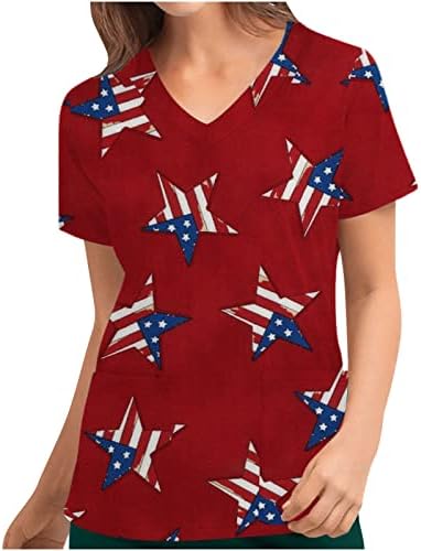 2023 Odjeća s kratkim rukavima V izrez Grafički radovi Piling Lisna bluza Thirt za dame Ljetna pad majica sa džepovima 43