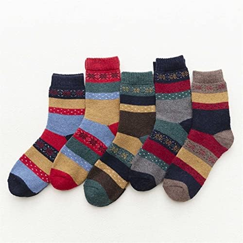 5 parova čarape ženske jesenje i zima zadebljane sretne bačve Vintage With Wave Socks tople čarape za žene