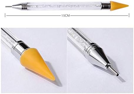 Alinsam 3-Pack dual-end Dotting Pen vještački dijamant klinovi Birač vosak olovka Kristalna ručka alat za nokte nokti Savjeti manikura