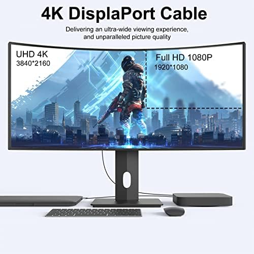 DisplayPort kabl 2-pakovanje, 6 ft dp kabel 2k @ 165Hz 144Hz, 4k @ 60Hz, pozlaćeni pleteni zaslon za priključak za velike brzine 144Hz,