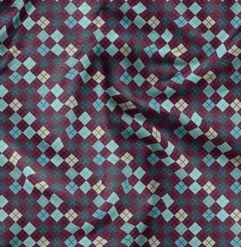 Soimoi ljubičasta pamučna dres tkanina Argyle Print tkanina za šivanje BTY širine 58 inča
