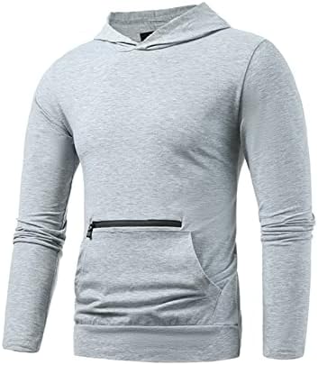 JEKE-DG Men Hoodies dvostruki džep uske Tee Cool pulover Dugi rukav ovratnik duksevi čvrsta majica tanka majica sa kapuljačom