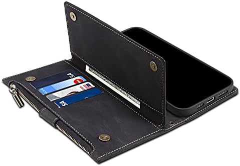 Mobitel Flip Case novčanik slučaj Kompatibilan sa Google Pixel 6A, Patentni zatvarač slučaj sa RFID Blokiranje držač kartica Slot,