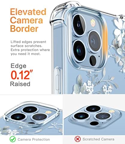 Gviewin za iPhone 13 Pro Max Case sa zaštitnikom zaslona + zaštitnik objektiva kamere, mekani udarci za zaštitu od cvjetnog telefona