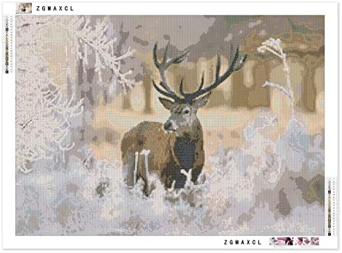 Zgmaxcl 5d Dijamantni komplet za slikanje DIY za odrasle za odrasle pune bušilice okrugle jelene i šumske dijamantske tačke velike