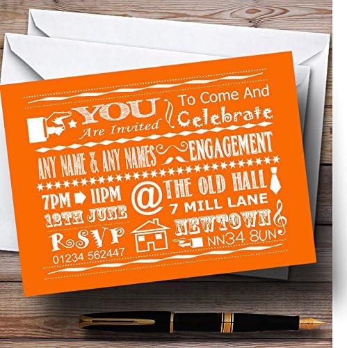 Cool Vintage Fun Chalk Typografije Orange personalizirana zabava za angažman Invita.