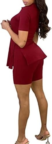 PRIVIMIX Ženska ležerna 2 komada odjeća V izrez Split vrhovi i kratke hlače Podesite trenerku