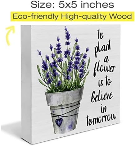 Proljeće do biljnog cvijeta lavanda drvena kutija potpisuje seoska kuća WOOD box potpisuje umjetnički blokovi na stolu RUSTIC za policu