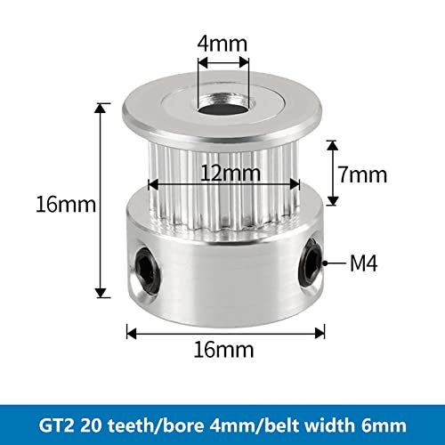 GT2 remenica zupčastog remena 20 zuba 5mm provrt 10mm Širina remena Aluminijumska legura točak remenice za 3d štampač CNC dodatak