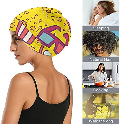 Kapa s lubanjem za spavanje Radni šešir Bonnet Beanies za žene Star Yellow Slatko spavanje Radni šešir za kosu noćne kape