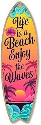 Honey Rose Pokloni Život je plaža Uživajte u talasima, 5 inča za 16 inčnu ploču za dasku, drva, tiki bar dekor, dekor na plaži, ukrasni