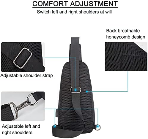 Qidelong Sling torba protiv krađe Crossbody torba za prsa ranac sa USB Port za punjenje torba Daypack za planinarenje putovanje