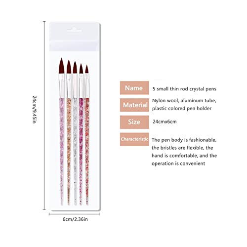 5 Nail Pen Crystal Pen Acrylic Crystal nail extension Glue pogodan za Pen Set Carving Pen boja Painting Flower Pen dizajn noktiju