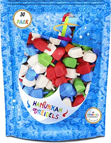 Hanukkah Dreidels 30 Bulk Pack Multi-Color Plastic Chanukah Draydels sa engleskom transliteracijom u vrećici za gorivo za višekratnu
