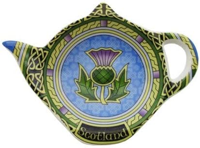 Royal Tara Set 1 Škotska torba za čaj držač sa čičkom i 2 šolje sa čičkom nove kosti Kina Škotski porculan Cup11fl Oz