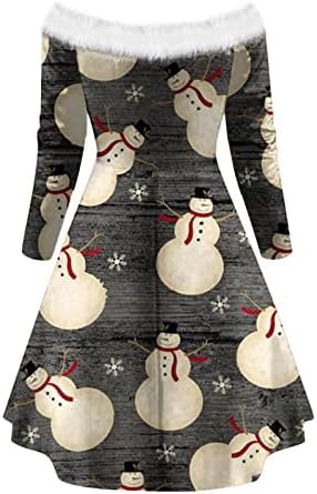 Božićna haljina za žene Seksi od ramena čipka V izrez baršunaste haljine Xmas Snowflake grafički labavi ljuljačke haljine