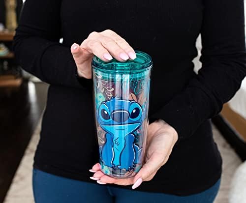 Disney Lilo & Stitch akrilna putna čaša sa kliznim poklopcem / visoka karnevalska hladna čaša za piće | sok | limunadu / Početna &