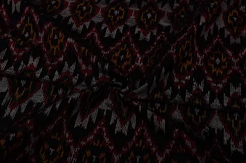 Dizajn Košarica crna crvena geometrijske pamučne svile ikat tkanina za umjetnost & zanati, DIY, šivanje, i druge projekte, širina