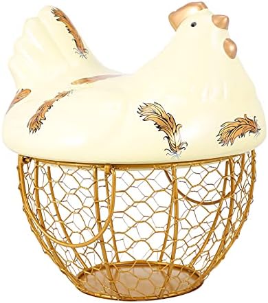 Yardwe dekoracija Doma metalna žičana korpa za čuvanje jaja keramička poljoprivredna kokošja navlaka držač jaja voćna korpa za užinu
