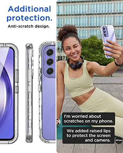Aicase za Samsung Galaxy A54 Case Clear Full Boodged s [kaljenim staklom zaštitnikom] Bumper Slim Soft Silikon za zaštitu od teške