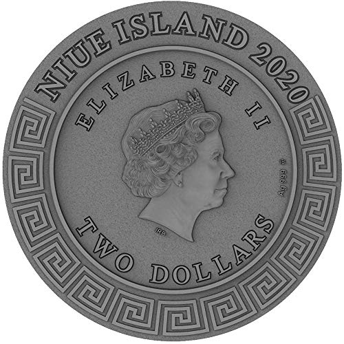 2020 DE BOGE Powercoin Apolon Bog Sun 2 OZ Srebrni novčić 2 $ Niue 2020 Antique Finish