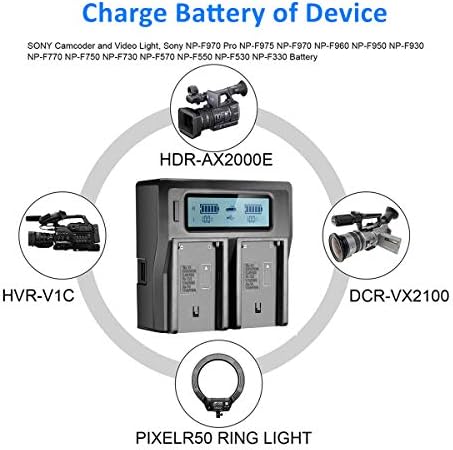 COOLSHOW NP-F970 punjač za baterije Dvostruki utor LCD displej Punjač baterije Kompatibilan sa Sony NP-F550 F570 F750 / F770 / F930