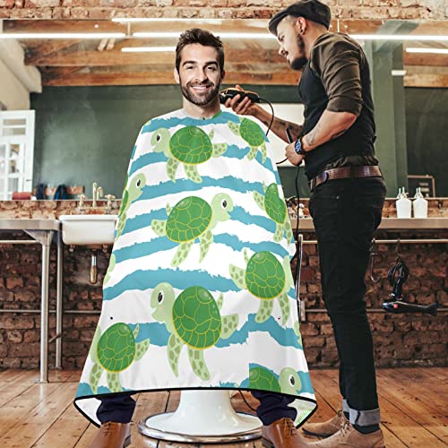 Visesunny Barber Cape Slatki likovi Zelena kornjača životinjska modna poliesterska kosa salon za rezanje kose Cape pregače antistatička
