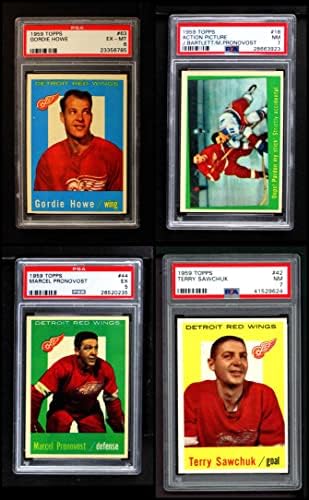 1959-60 TOPPS Detroit Red Wings Team Set Detroit Crvena krila Ex / MT Crvena krila