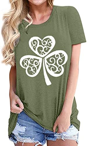 ayaso Heart grafički Print ženska dukserica za Dan Svetog Patrika Dugi rukav Irski Print pulover labava Izbijeljena košulja