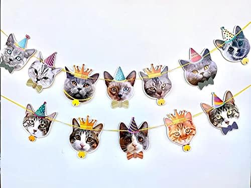 Mačke Rođendan Garland - Apcake Toppers - foto reprodukcije na zalihama teške kartice - slatki mačji portreti - Cat Queen