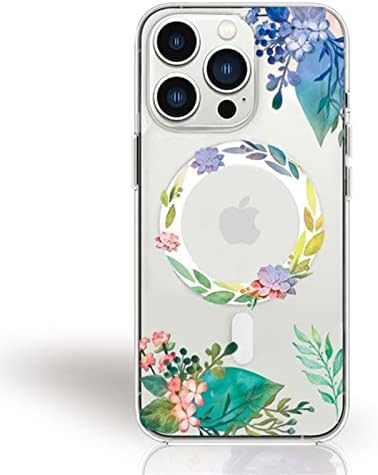 Keluoas Clear Magnetic futrola za iPhone 13 mini telefonska slušalica [kompatibilan sa magsafe punjačem] Rhododendron cvjetni print