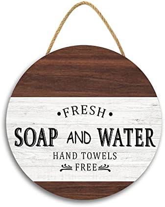 Operite ruke Potpišite dekor kupaonicu, kućni zidni dekor Drveni znakovi Rustikalni viseći zidni plak za kupatilo, seoska kuća u kupaonici