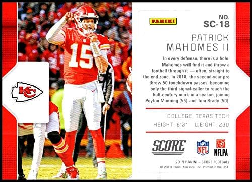 2019 Sjasni signalni pozivači SC-18 Patrick Mahomes II Kansas Chiefs Football Trading Card
