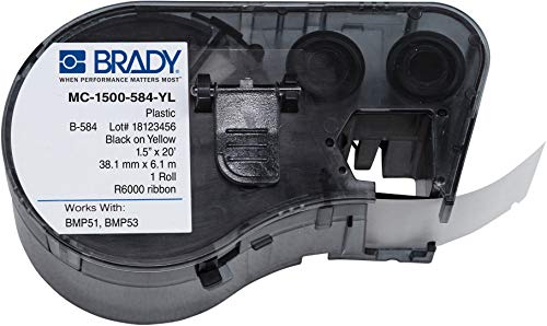 Brady MC-1500-584-YL reflektirajuća traka B-584 crno na žutom uložak za izradu reflektirajućih naljepnica, 25 'Širina x 1-1/2 visina,