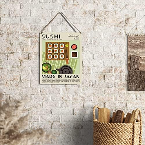 Smiješna kuhinja Decor Decor Sushi Drveni znak plaket zid viseći izložbu hrane Ispis umjetnička djela 8 x10 Moderna kućna kuhinja