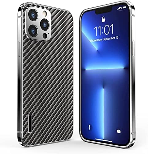 KangDD futrola za iPhone 13 pro max, karbonska vlakna tekstura udarnim vratima sa zaštitom od nehrđajućeg čelika za zaštitu od nehrđajućeg