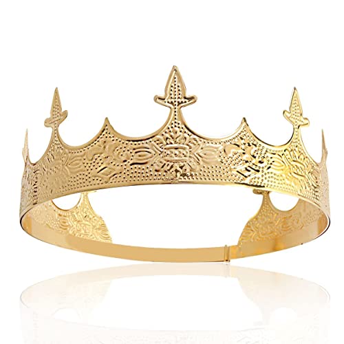 Crown Hair Jewelry Royal King Diadem Men Metal Big Tiaras Za Halloween Costume Gold