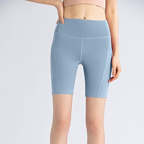 OPLXUO visoki struk Work Yoga Atletska kratke hlače za žene Scrounch guza za podizanje kompresije Biciklističke trke s džepovima