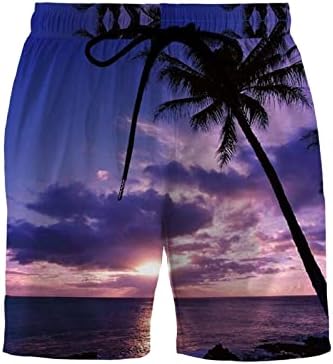 Muške ploče kratke hlače Labavi fit tropsko print Vintage plaže ploče s džepovima Udobnost pucketiranje plićacke surf kratke hlače