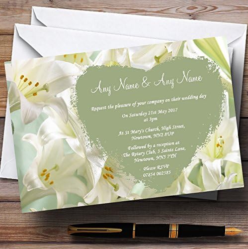 Bijeli i zeleni Calla Lily Personalizirani pozivnice za vjenčanje
