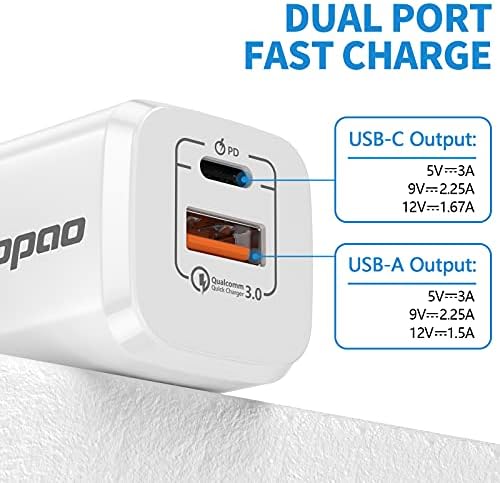 USB C Fast Charger-USB C Adapter,KOOPAO USB C Wall Fast Charger 2 Port PD utikač za iPhone 13/13 Pro/12 Mini/i-Pad, i-Pad Pro/12 Mini